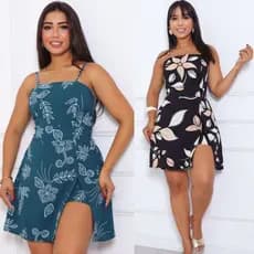 Macaquinho Feminino Saia Short Decote Quadrado Alça fina Lastex Na Costas c/ Bojo Moda Verão