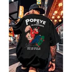 Camisa Camiseta Oversized Streetwear Popey Skate Treino Personagem Desenho Animado