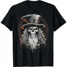 Camiseta Halloween Masculina e Feminina Streetwear Bruxa Pirata Caveira T-Shirt Unissex