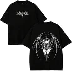 Camiseta Masculina Feminina Estampa Anime Gothic "Anjo com Asas de Espinhos" T-shirt Unissex Y2K Envio Imediato