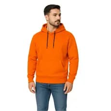 Moletom Liso Algodão Unissex Blusa De Frio Canguru Laranja