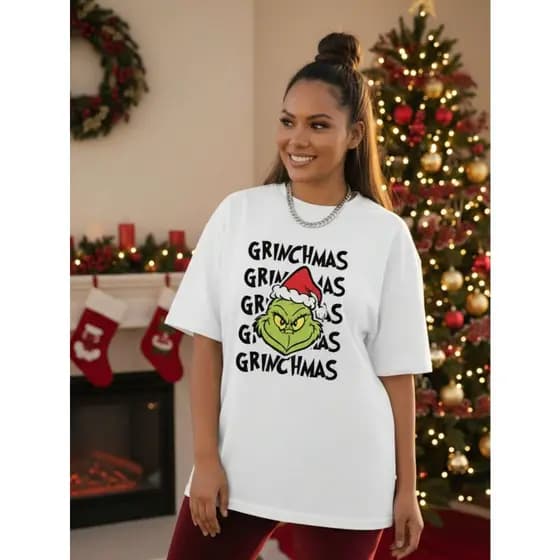 Camiseta Feminina Branca Natal Streetwear Emotions Camisa Algodão Vintage