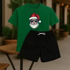 Kit Camiseta e Short Moletom Premium 100% Algodão Estilo Conforto Natal