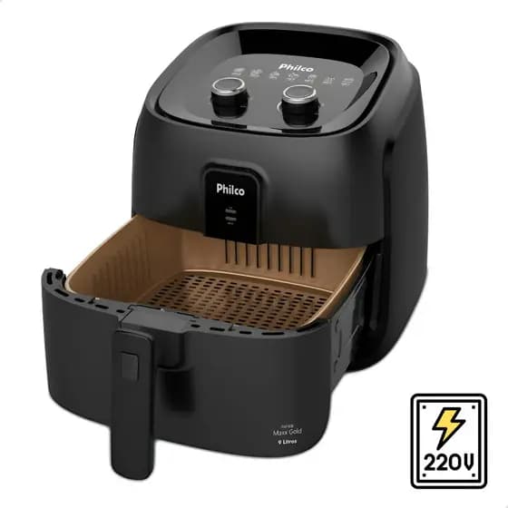 Fritadeira Air Fryer Philco 9L 2000W Gold PAF90B Preto 220V