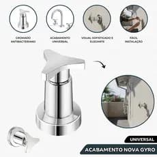 Acabamento para Registro Universal Cromado Nova Gyro Compatível com Todas as Marcas