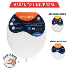Assento Almofadado ou Simples Universal Tampa Vaso Roma Florenza Soft Oval Celite Tigre Astra Deca Logasa Icasa Incepa