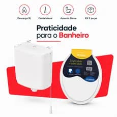 Kit Caixa de Descarga 9L V2 Reforçada Tigre + Assento Sanitário Roma Branco