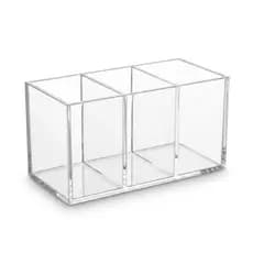 Organizador Multiuso De Mesa Acrílico Transparente 3 Divisorias Premium