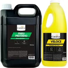 Shampoo Sabão Concentrado Com Cera Neutro Automotivo Alto Rendimento + Pneu Pretinho Extra Brilho 5l Kit