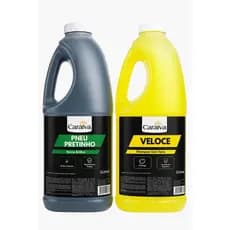 Shampoo Sabão Concentrado Com Cera Automotivo Neutro + Pneu Pretinho Extra Brilho 2l Kit