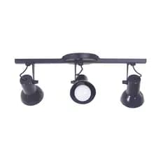 Luminaria de Teto Spot Trilho Triplo 3 Sobrepor Direcionável E-27 Preto