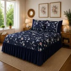 JOGO DE CAMA 3 PEÇAS COLCHA CASAL BOX OXFORD ESTAMPADA BARRA LISA
