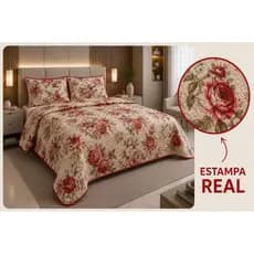 COBRE LEITO ESTAMPADO QUEEN DUPLA FACE COM VIEZ