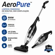 Aspirador de Pó Vertical 2 em 1 Portátil  600W Com  Fio  220V Alta Potência e sucção 1,2L  doméstico