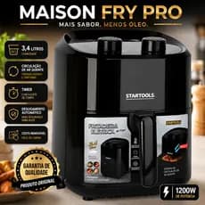 Fritadeira Elétrica Air Fryer 3,4 Litros 1200W 220V Sem Óleo com Timer Controle de Temperatura Preta