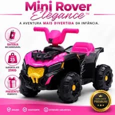 Quadriciclo Infantil Elétrico Mini Rover Élégance Rosa Recarregável Até 25kg