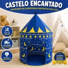 Barraca Infantil Castelo  Encantado  Dobrável  Cabana Tenda Educativo Criança Azul Meninos e Meninas