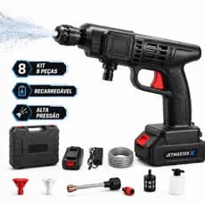 Pistola Lava Jato Portátil JetMaster X Alta Pressão Recarregável Kit 8 Peças Sem Fio