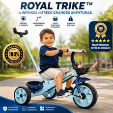 Triciclo Infantil com  Empurrador  Dirigível e Pedal 3  Rodas Cesto  Azul Até 25kg controle dos pais
