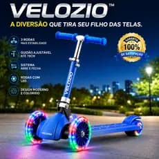 Patinete Infantil 3 Rodas Dobrável Com Luzes  LED Guidão Ajustável Até 78cm menino e menina VELOZIO™