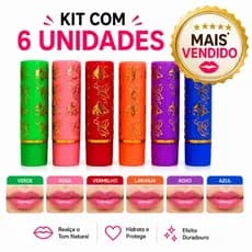 KIT 6 E 12 Unidades Batom Mágico 24hrs/ Bella Feme