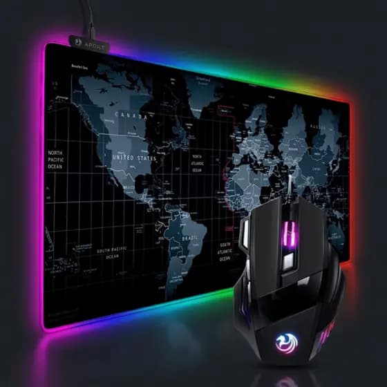 Kit Gamer Aportex Mousepad Extra Grande 80x30cm + Mouse LED RGB  Sensor Óptico