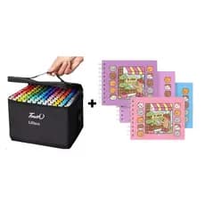 Kit Livro de colorir 50 desenhos com 120 Canetinhas ponta dupla