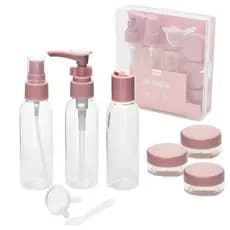 KIT DE FRASCOS ORGANIZADORES VIAGEM ROSA BEBE