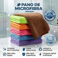 Kit 10 Pano de Microfibra Limpeza 80x60cm Multiuso Carro Vidro Prato Pia Limpeza Tela
