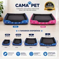 Cama Pet Cachorro Gato Super Macia Confortável Resistente 4 Tamanhos Médio Grande GG XG Azul Rosa