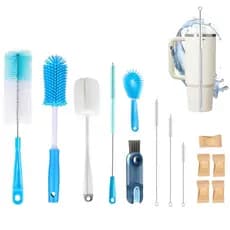 Kit Conjunto De 9 Escovas De Limpeza Multiuso Com Cabo Longo, Escova De Canudo, Escova De Limpeza De Copos