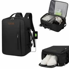 Mochila Executiva Viagem Multifuncional Nylon Grande 15.6" - Expansivel e Compartimento Sapatos,Mala Unissex com USB