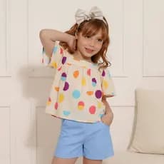 Conjunto infantil de menina estampas divertidas alegres conjunto infantil 4 6 8 anos blogueirinha luxo