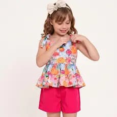 Conjunto infantil menina blusa e shorts princesa confortavel estampado conjunto de cor para meninas 2,4,6 8 10