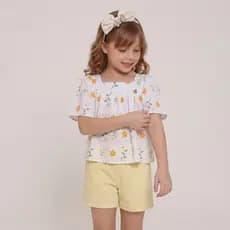 Conjunto Colorido Infantil Premium Casual Festa Aniversario Blogueirinha Short e blusa premium