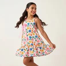 Vestido Infantil Menina Jardim Encantado Soltinho Infantil Festa Roupa Criança Feminino Estampado Babado Blogueirinha