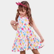 Vestido Infantil Luxo Crepinho de Babado e Alças Reguláveis 4 6 8 e 10 Anos