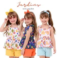 conjunto infantil menina moda blogueira blusa e shorts princesa confortavel estampados tamanhos 2 4 6 8 10