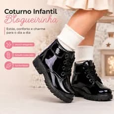 Bota Coturno Infantil Menina Blogueirinha Confortável Moda Casual Básica Promoção 20 ao 27