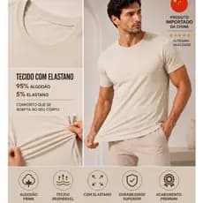 Camiseta Masculina Lisa Premium Importada Algodão com Elastano Alta Qualidade