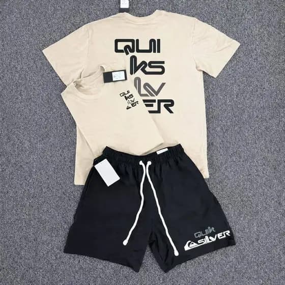 Camiseta e Short Tactel Moda Praia QKS Confortável todas Ocasião VARIAS CORES P ao GG Envio Imediato