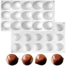 Mini molde de Silicone em forma de castanha, molde antiaderente para doces com 15 cavidades, adequado para Chocolate, go