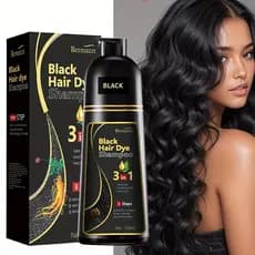 Shampoo de tintura de cabelo de Ginseng 500ml, hidratação profunda de extrato de planta, controle de Frizz e cobertura d