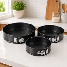 Kit 3 Formas de Bolo com Fundo Removível Antiaderente para Assadeira Para Bolos e Tortas Não Gruda