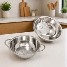 Kit Escorredores em Aço Inox para Massa, Arroz e Legumes