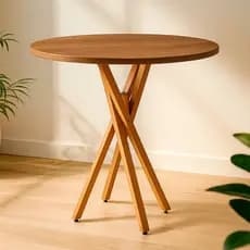 Mesa De Jantar Redonda 80cm - June - Pizarro Tampa Freijó Sala Cozinha Madeira MDF