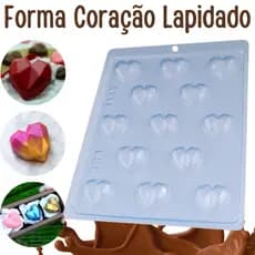 Forma Chocolate Coração Lapidado 6g/65g/200g de Acetato Com Silicone BWB