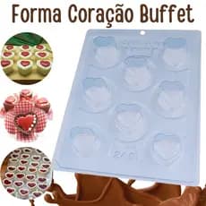 Forma Chocolate Coração Buffet Doces Finos 3 Partes C/ Silicone 17G BWB