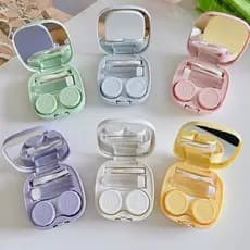 Estojo colorido Portátil com Espelho para Lentes de Contato   barato para Viagem  feminino