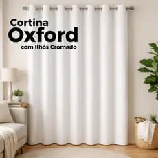 Cortina Oxford com Ilhós 1,50x2,50 Lisa Moderna Sala Quarto Decoração